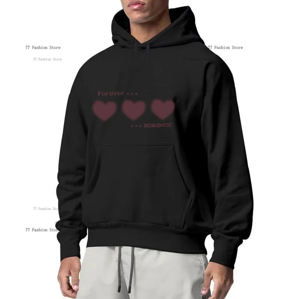 Forever Romantic love Print Graphic Men Hoodies Sweatshirts Fashion Casual Hip Hop Mens Oversized Hoodie Streetwear Clothing Top