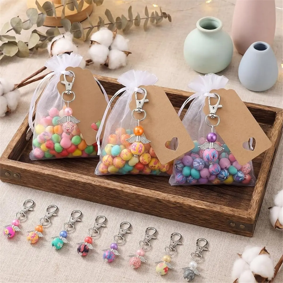 Guest Favours, Guardian Angel + Organza Bag Gift Tags Set of 35 Guardian Angel Pendants for Wedding Farewell Gift
