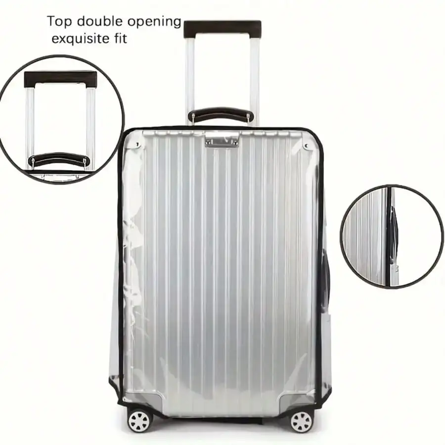 3-Piece Transparent PVC Luggage Cover - Scratch-Resistant, Fits 20/24/28-Inch Luggage, Reinforced Edge