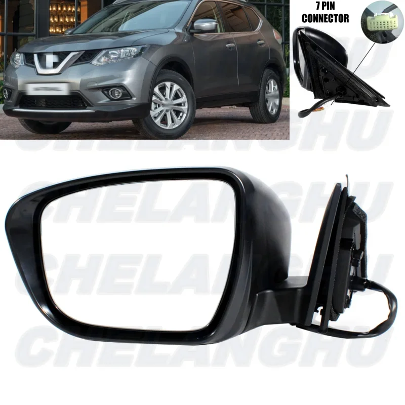 

For Nissan X-Trail T32 2014 2015 2016 2017 2018 2019 Left Side 7 Pins White Paintable Power Adjust Power Fold Mirror Assembly