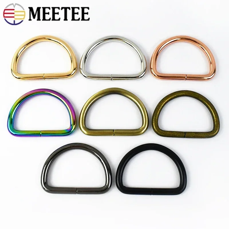 

10/20Pcs Meetee 16-50mm Metal D Rings Buckles for Backpack Bag Strap Webbing Clasp Adjust Handbag Connector Hook DIY Accessories