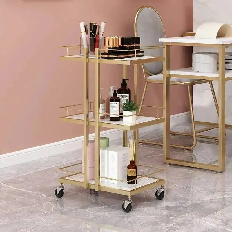 Storage Aesthetic Trolley Beauty Salon Metal Rolling Utility Salon Trolley Hairdresser Carrello Attrezzi Salon Equipment MQ50TC