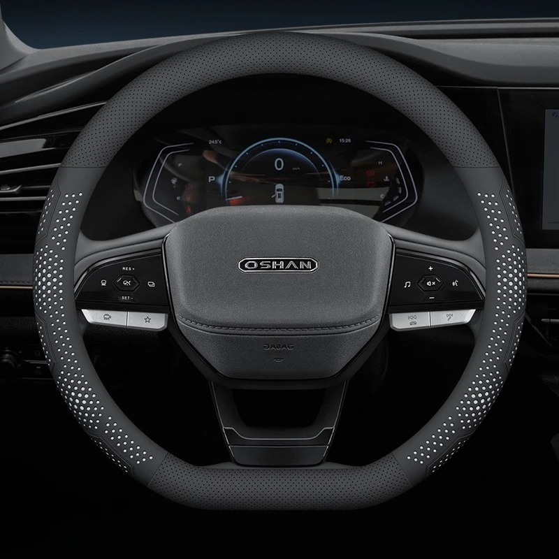 Premium Microfiber PU Leather Steering Wheel Cover No Slide 15 Inch For Oshan X5 Plus X7 Plus OS-SPACE OS-A800 Auto Decor Parts
