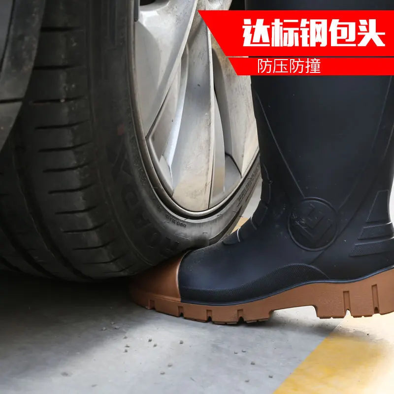 الرجال جميع الأحوال الجوية الصلب تو أحذية نصف رقبة من المطاط مقاوم للماء المضادة للتصادم عالية أعلى أحذية سلامة العمل للخدمة الشاقة وصيد الأسماك #3