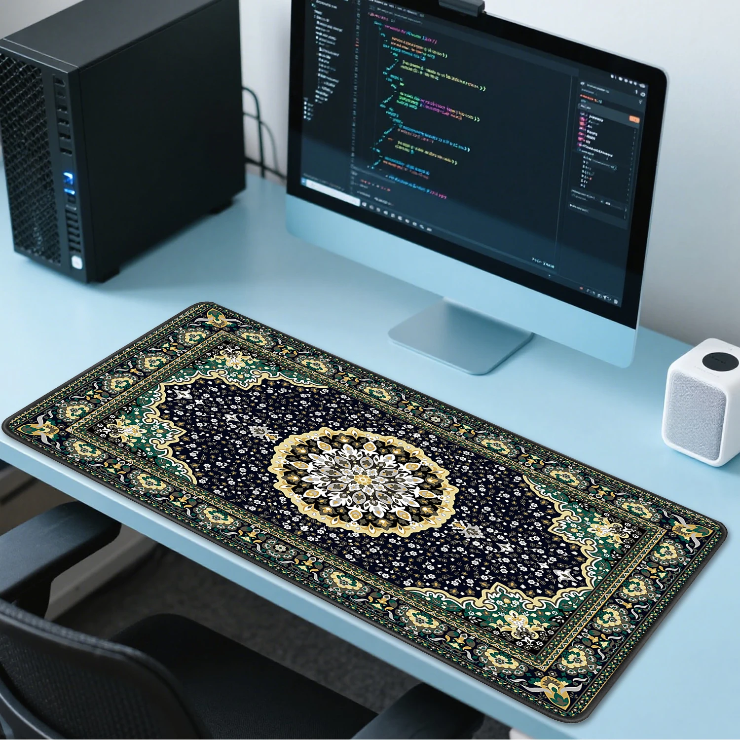 

Extended Mouse Pad Large Gaming Desk Mat with Stitched Edge and Non-Slip Rubber Base,Persian Big Computer Keyboard Mousepads