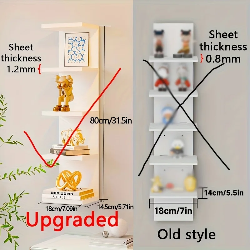 Upgraded Version/New Model: Thickened Five-Layer Suspended Wall Rack, Wall-Mounted Storage Rack, Decorative Items for the Wall, Space-Saving Wall Storage Shelf. Easy to Install, 31.5 Inches High, Suitable for Bedrooms and Living Rooms – A Practical Wall-M