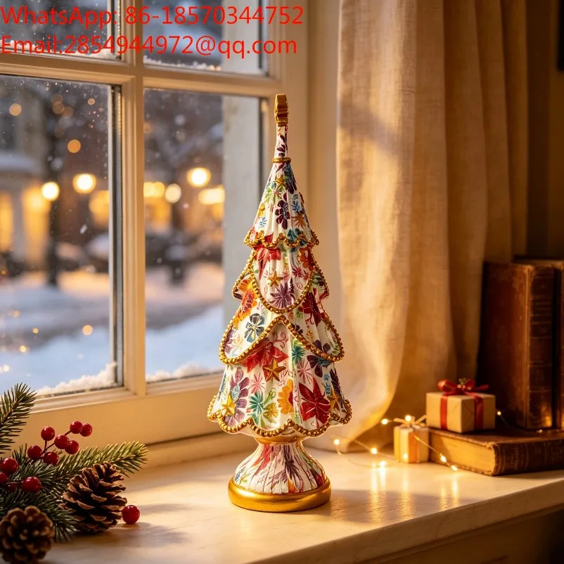 New Printed Phnom Penh Christmas Tree Resin Ornament, Creative Desktop Christmas Home Decoration