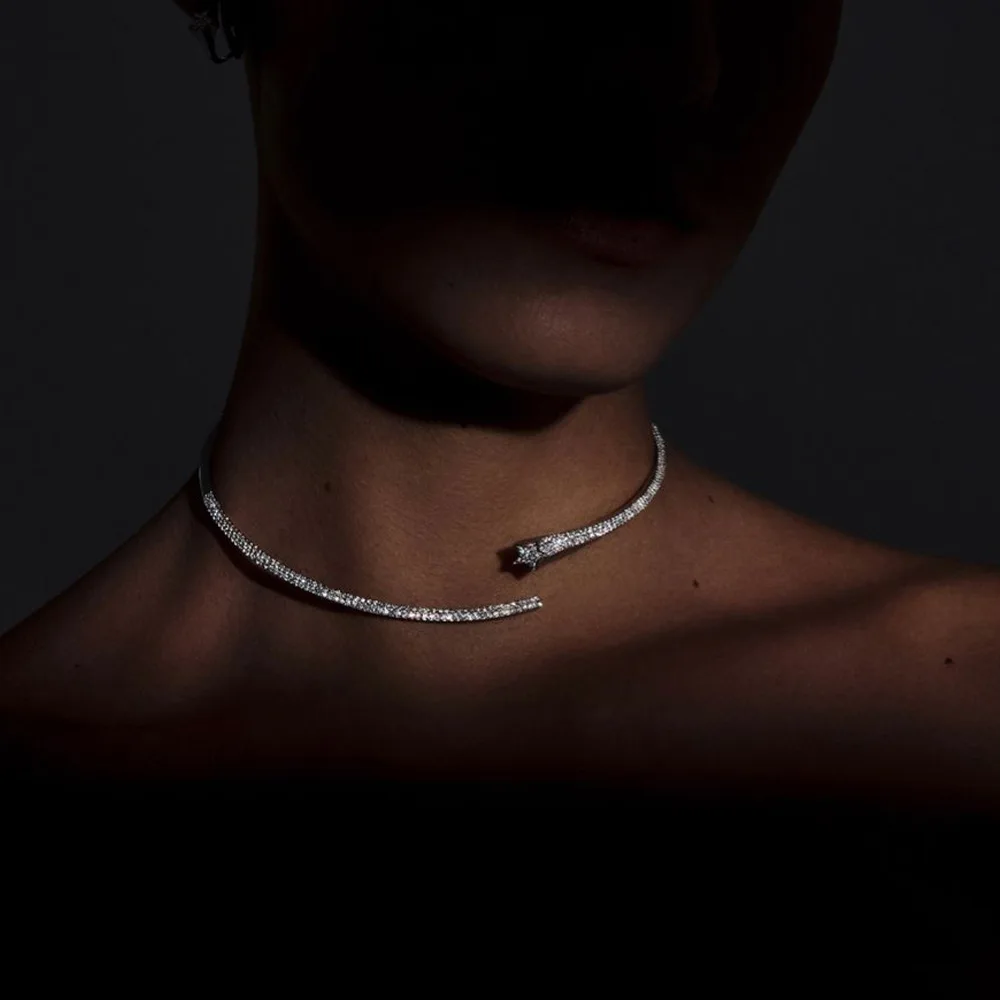 Star Rhinestone Open Choker Nightclub Clavicle Accessories 2025 Bling Adjustable Collar Necklace Jewerly for Man Women Charms