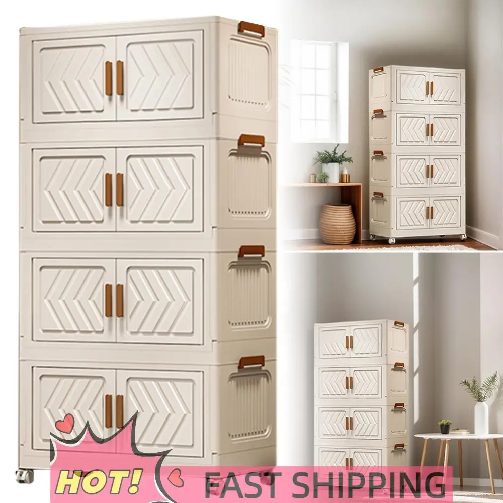 

4 Tier Stackable Storage Bins with Lids with Doors & Wheels Plastic Storage Containers Plastic Storage Box for Home Office Dorm