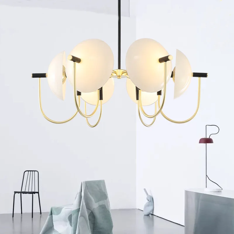 Nordic Modern Designer จี้โลหะแก้วสีดำ Suspension โคมไฟตกแต่งห้องนั่งเล่น Villa ชุดห้องนอน