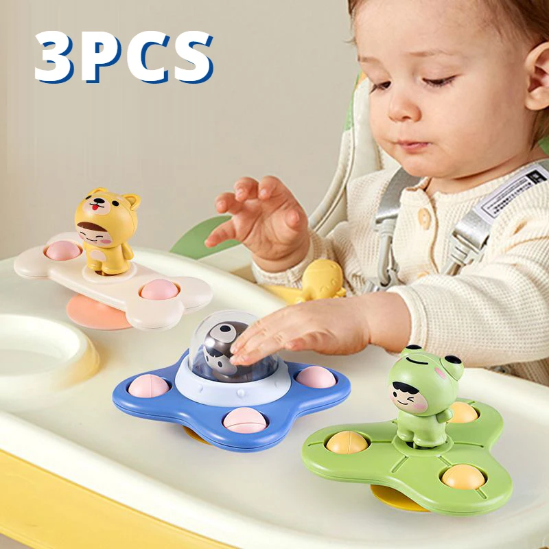 3 Stks/set Baby Speelgoed Zuignap Spinner Speelgoed Voor Peuters Hand Fidget Sensorisch Speelgoed Stress Verlichting Educatieve Roterende Rammelaars