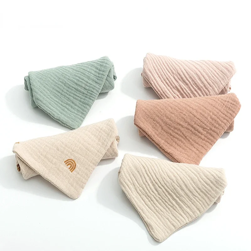 5Pcs/set Cotton Gauze Handkerchief Towel 4-layer Small Square Face Saliva Towel Soft Absorbent Children Hand Towel