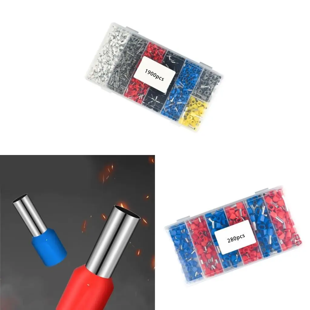 

R9UF Double Wire Ferrule Set Insulated Ferrule Crimps Pin Twin Ferrule Connectors Replacement Wire Ends Terminals Pin