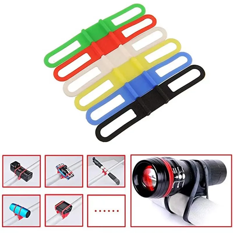 1/5pcs MTB Cycling Bike Bicycle Silicone Band Flash Light Flashlight Phone Strap Tie Ribbon Mount Holder