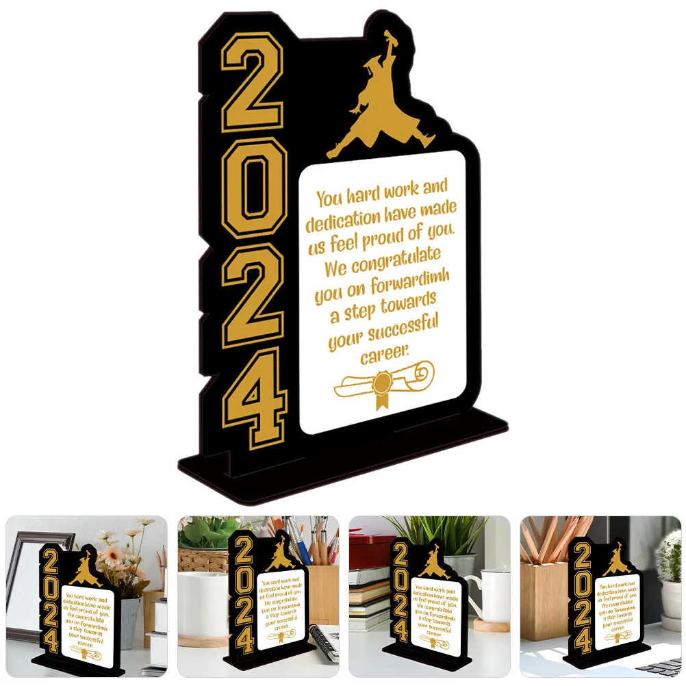 2024 Graduation Party Wooden Table Centerpiece Decoration Senior Year Celebration Table Sign Easy Assembly Elegant Keepsake