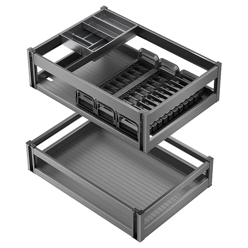 

Basket Kitchen Cabinet Space Aluminum Drawer Storage Seasoning Aluminum Alloy