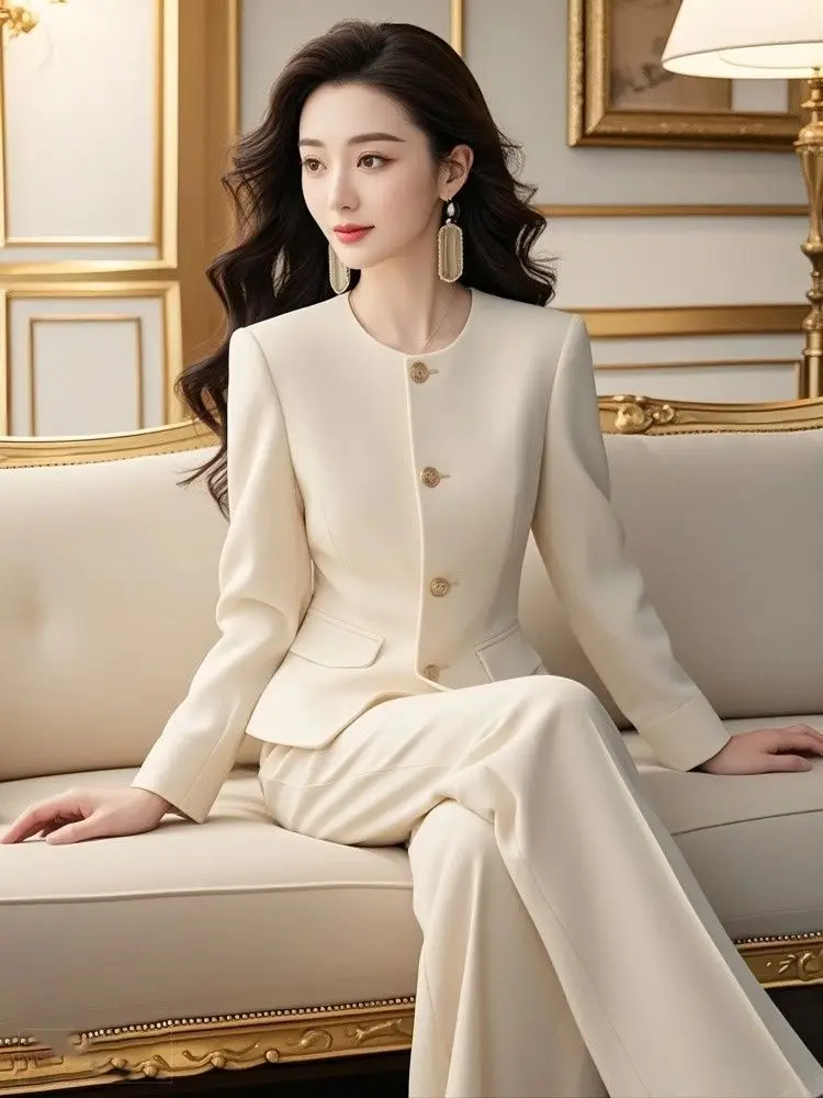 Autumn Wear a Set of Elegant and Decent Fashionable Stylish Anti-Aging Elegant High-Grade White Suit Pants