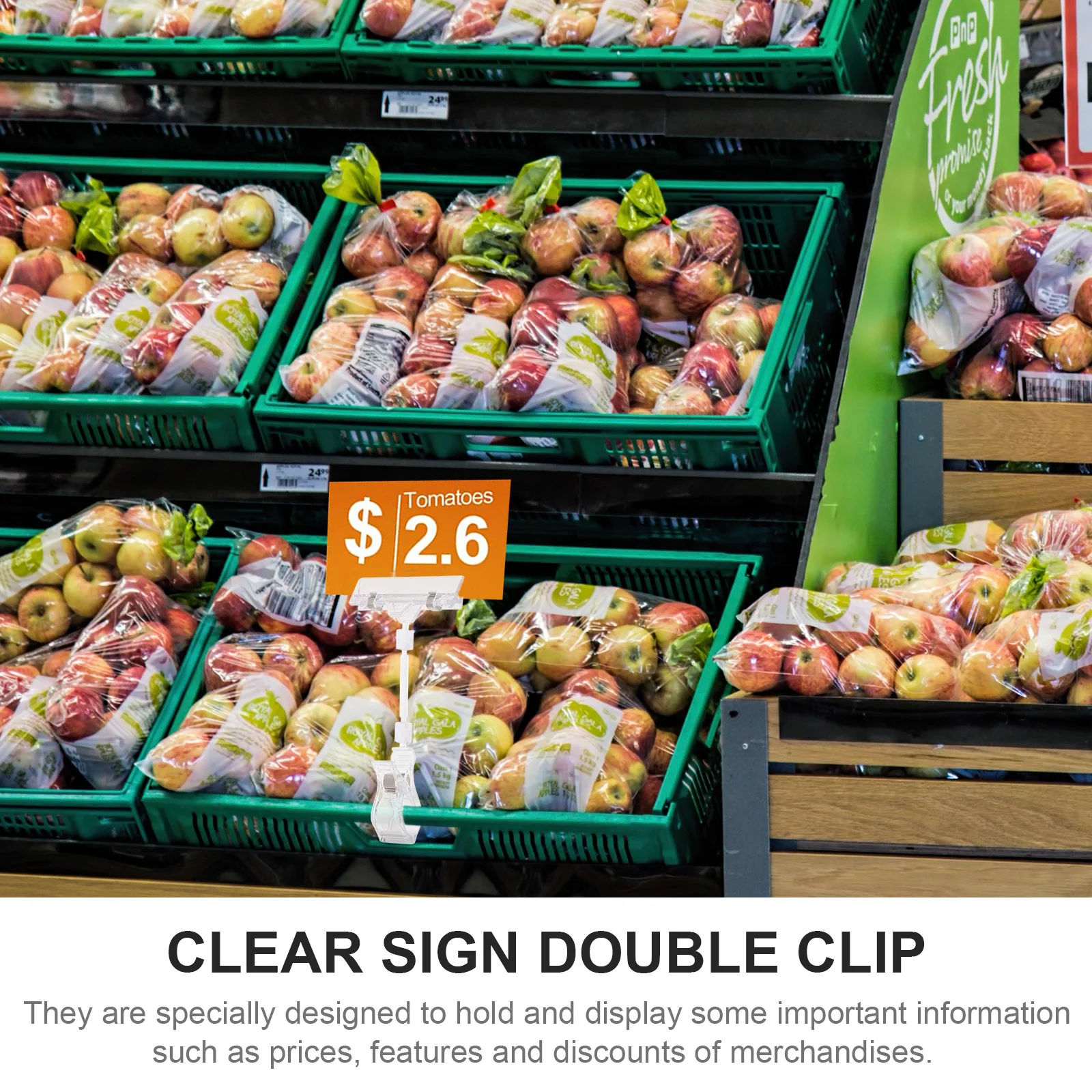 

25Pcs Swivel Double Display Clips High-Grade Plastic Rotatable Price Label Holder for Supermarket Store Merchandise