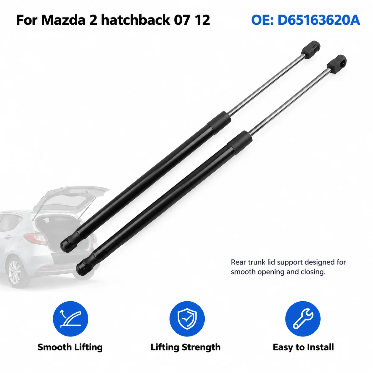 Precision Rust-Proof Lift Support for Mazda 2 Hatchback 07-12 D65163620A LH/RH Durable & Rust-Resistant Perfect Fit