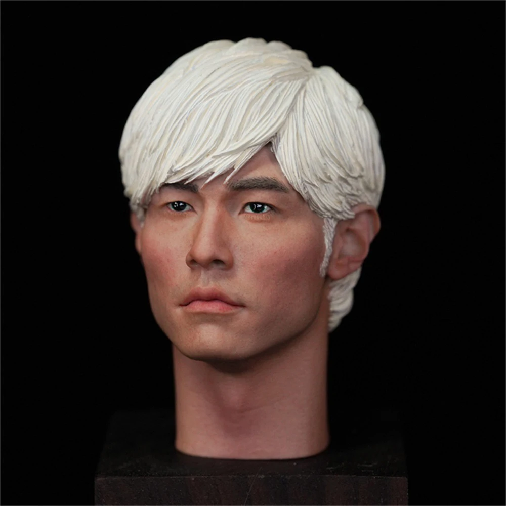 

Best Sell 1/6 Hand Painted Asian Singer Jay Chou White Hair Vivid Head Sculpture Carving for 12'' PH TBL Action Figure