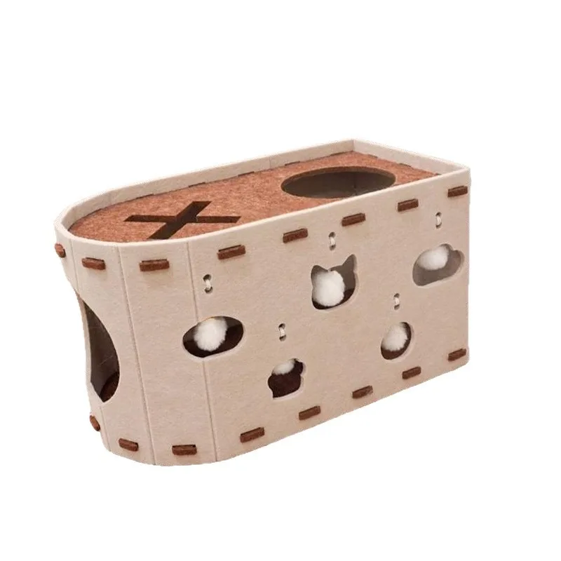 

Felt Cat House Cat Scratcher Combo Double Layer Cat Condo Durable Anti Scratch Non Shedding Bed Play Box for Indoor