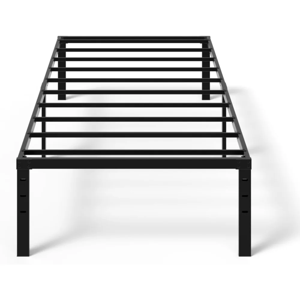 Estructura de cama doble de metal de 14 pulgadas con soporte de listones, no necesita somier, acero resistente, negro