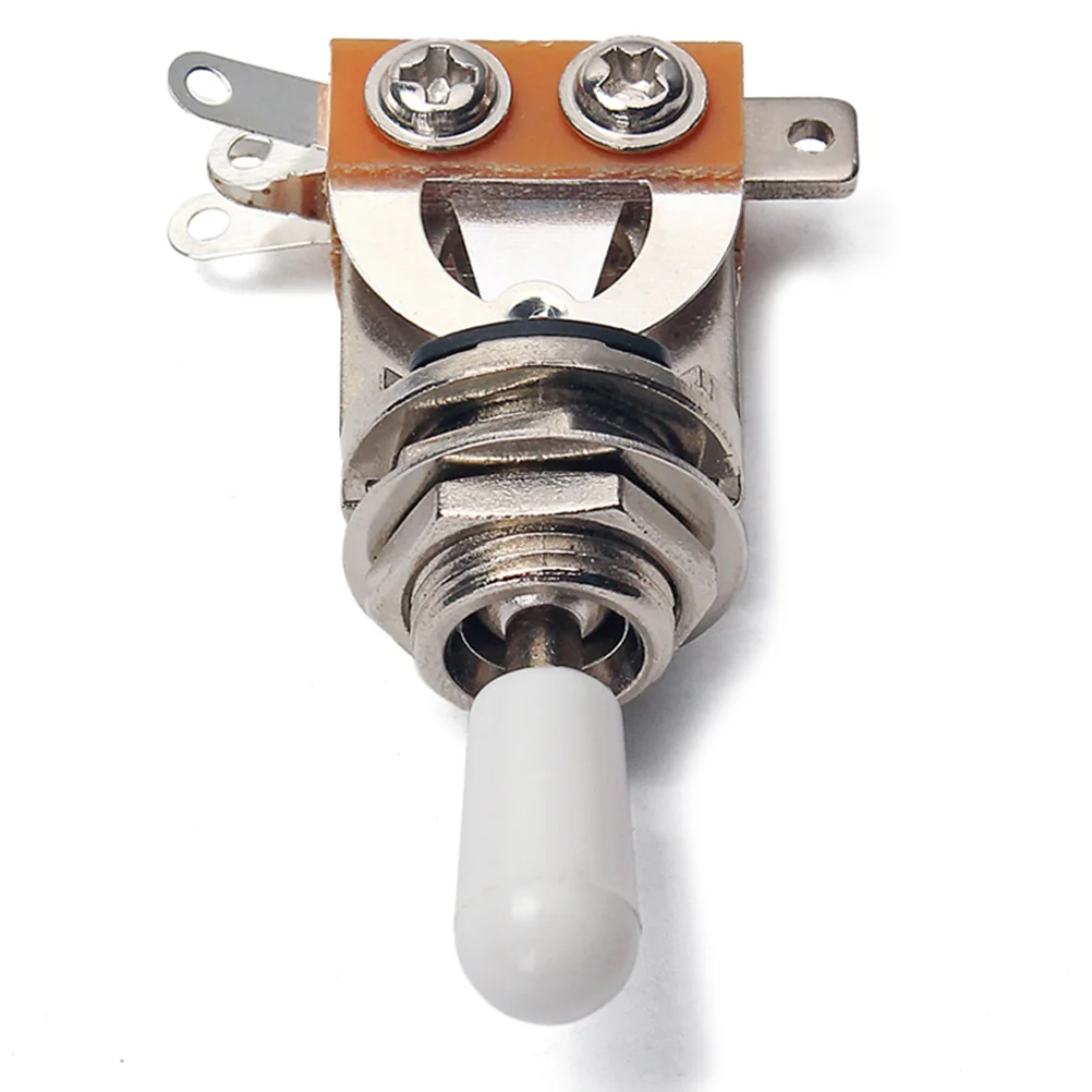

2Pcs 3-Way Toggle Switch Electric Guitar Pickup Selector Brass Durable White Knob Replacement Parts Tone Control Noise-Free
