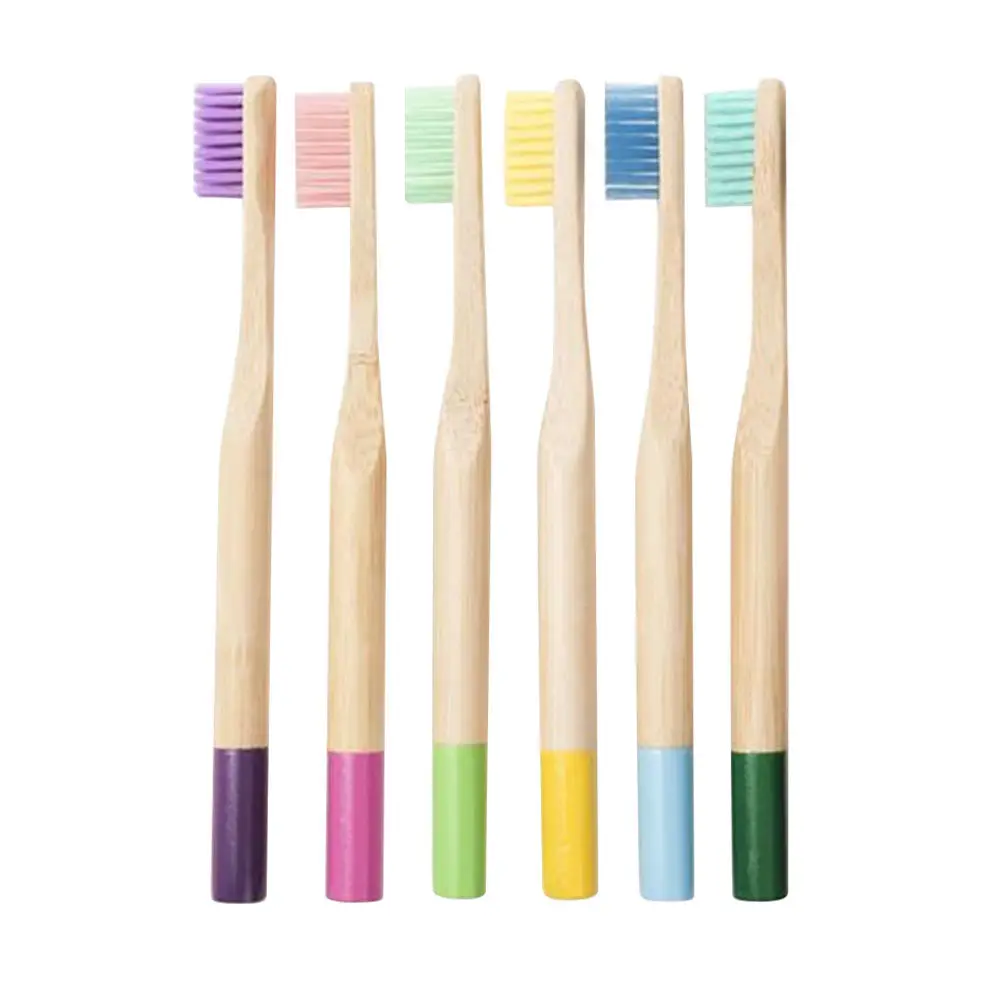 

6Pcs Kids Bamboo Toothbrush Soft Bristle Ergonomic Anti Slip Handle Friendly Tooth Cleaner Bamboo Toothbrush