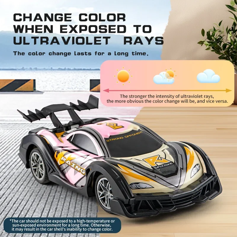 2.4G RC Hoge Snelheid Drift UV Auto Vijf-weg Lichtgevoelige Kleur Veranderende Afstandsbediening Voertuig LED Verlichting Kinderen speelgoed Verjaardagscadeau