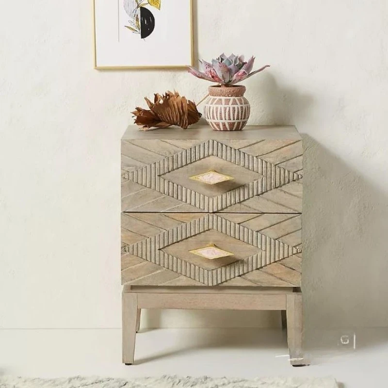 

Retro and old bedside tables, French creative carved sofa side cabinets, B & B model room storage cabinets