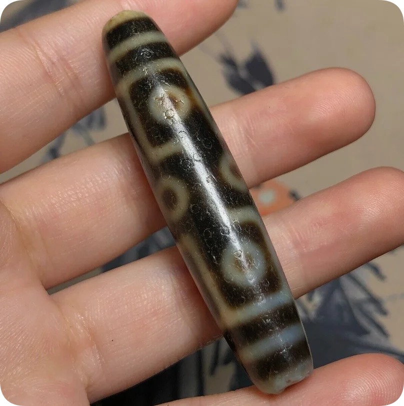 Power Energy Tibetan Old Oily Agate Dzi *9 Eyes* Bead Pendant H728