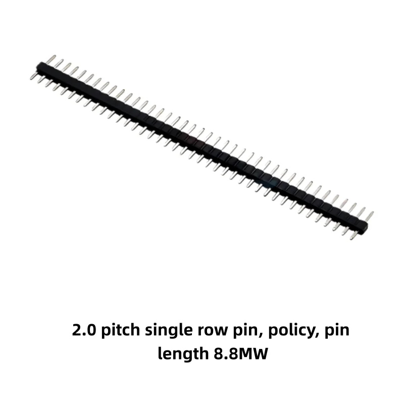 2.54 pitch single row pin, 40P per row, round hole row socket, gold plated, 90-degree bent pin, misaligned row pin