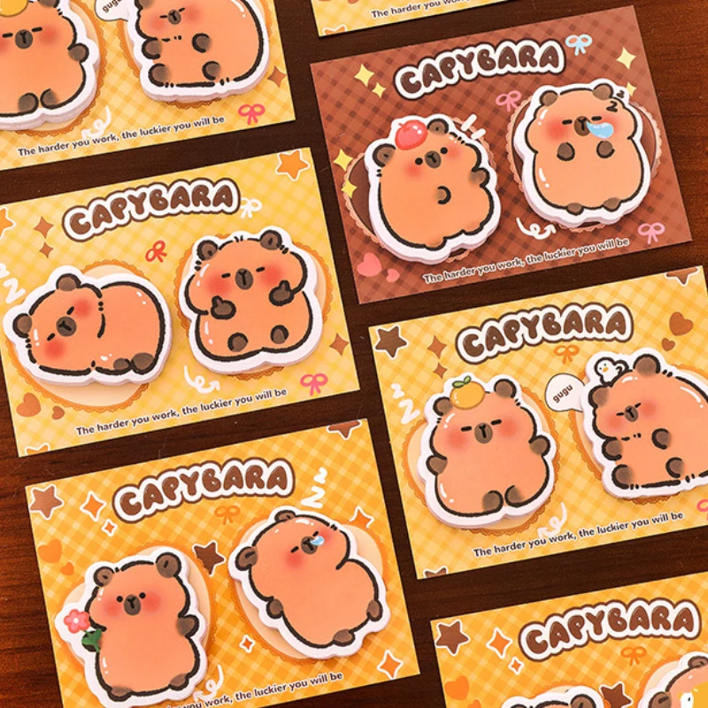 4 Pz/lotto Carino Doppio Adesivo Capibara Memo Pad Cartoon Hydrochoerus Messaggio Note Nota Adesiva Per Bambini Scuola di Cancelleria Per Ufficio