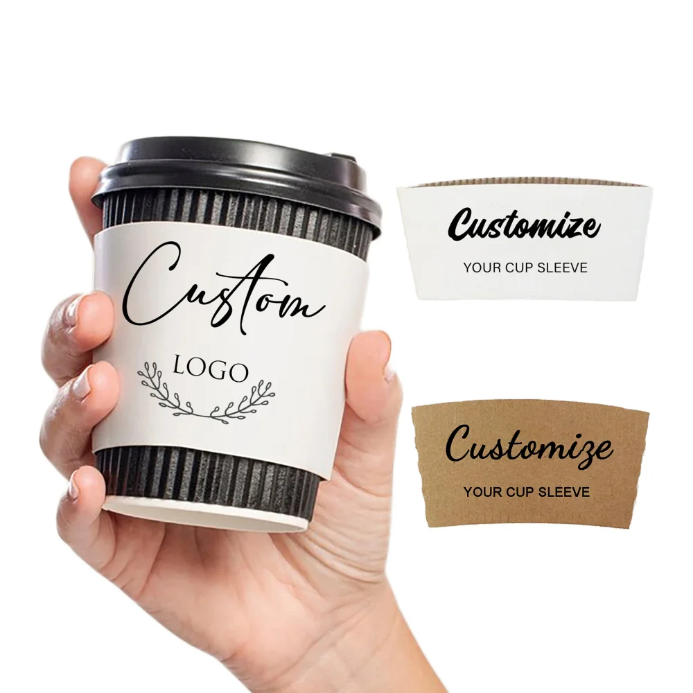 20/50pcs Personalized Coffee Cup Sleeve For Wedding Custom Name And Logo Wedding Baby Shower Decor Disposable Hot Drink Cup Hold