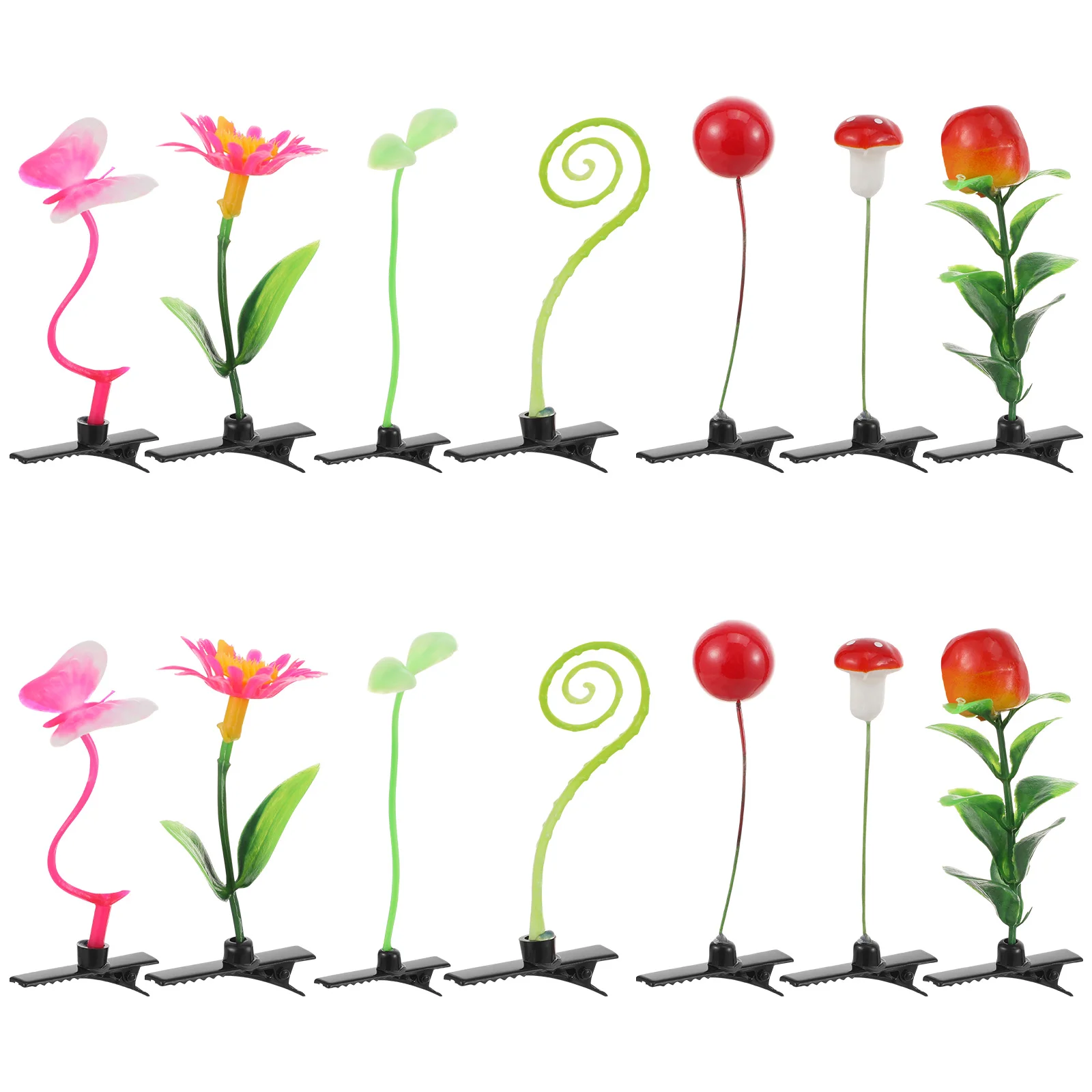 28 Pcs Baby Hair Ties Simulation Plant Clip Mushroom Creative Hairpins Girls Accessories