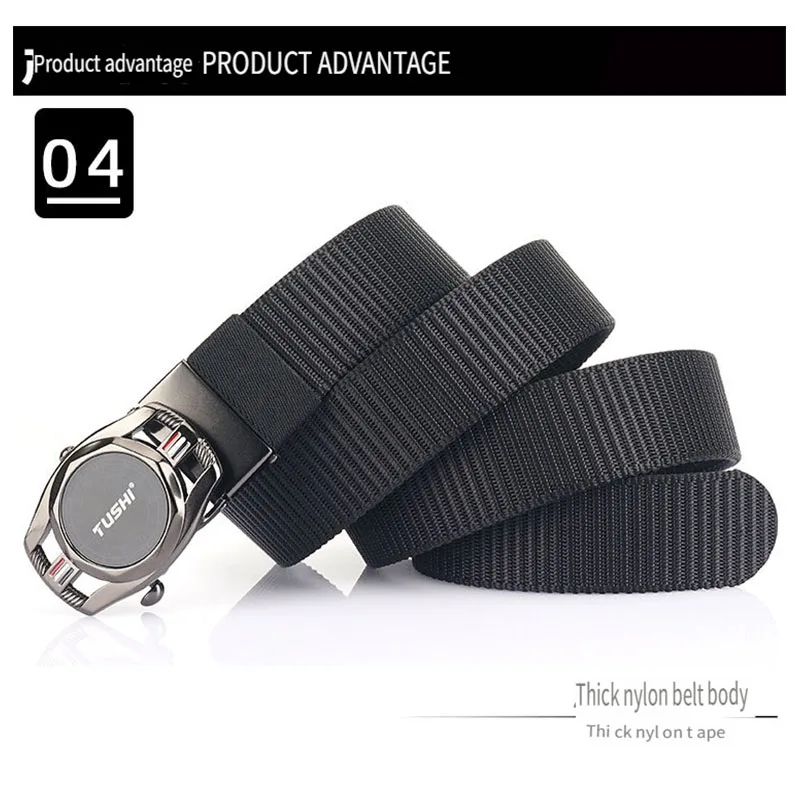 ‌ Cintura automatica da uomo con fibbia in lega senza pin, cintura tattica intrecciata in nylon, cinturino in tela casual per esterni, stile militare durevole"