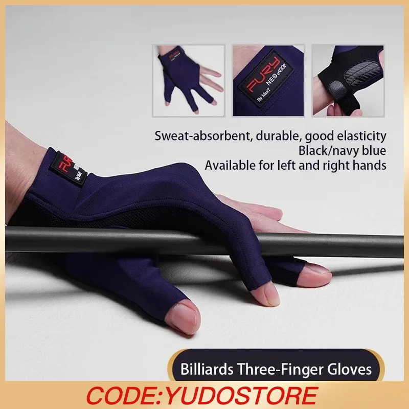 

Original FURY Billiard Gloves with Blue/Black Non-slip Lycra Fabric 3 finger Pool Gloves Snooker Glove for Billiard Accessories