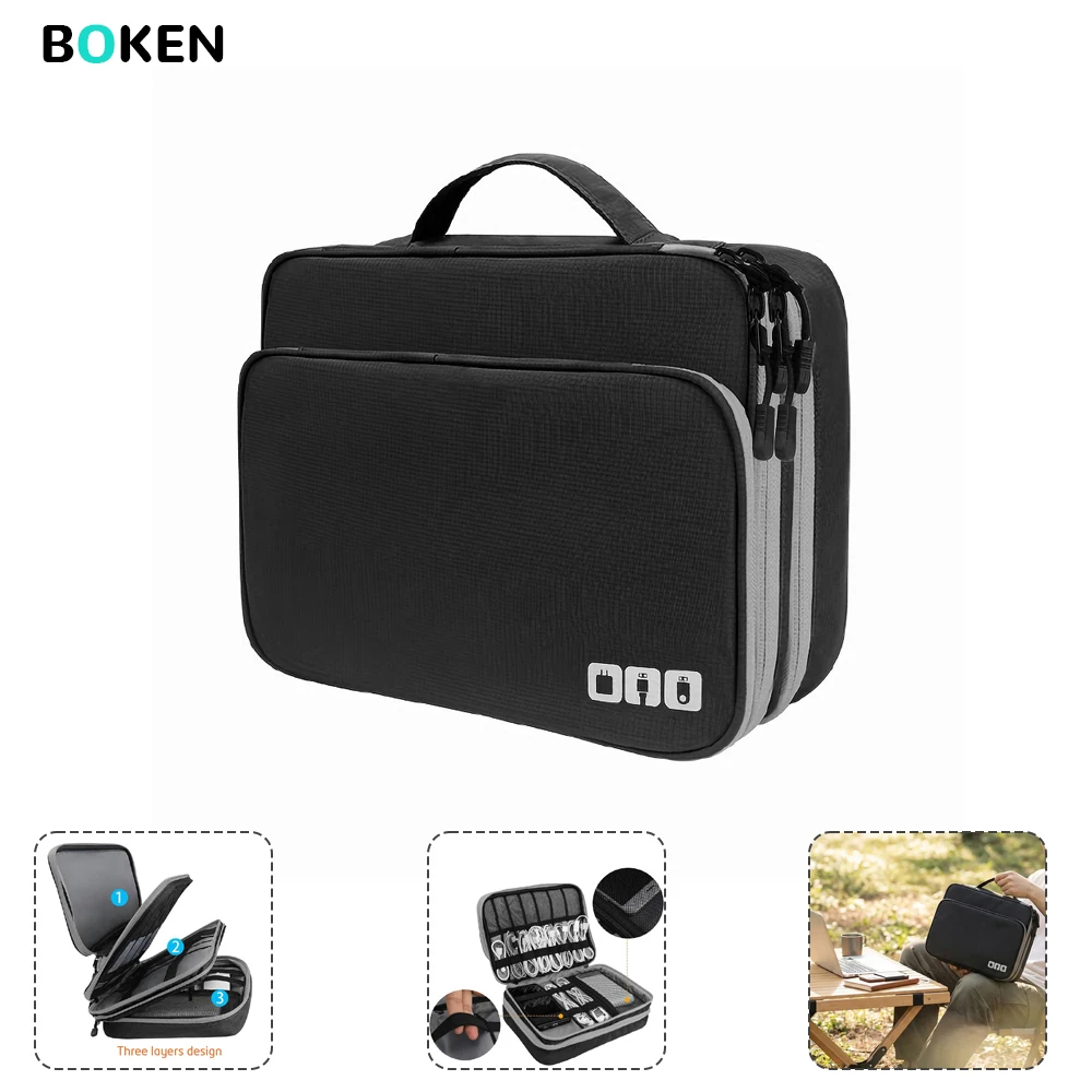 

Electronic Organizer Bag, Portable USB Cable Storage Case for Charger, Power Bank, Earphones, Travel Tech Accessories Carry Bag
