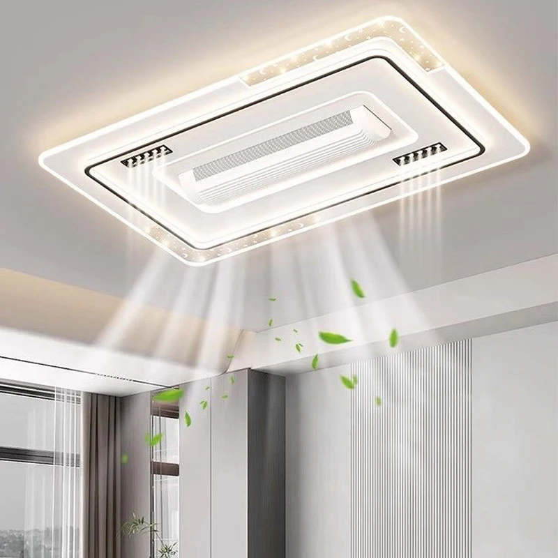 Modern 2-in-1 Bladeless Fan Light Remote Control Ceiling Light 6-speed Adjustable Wind Silent Fan Living Room Bedroom Home Light