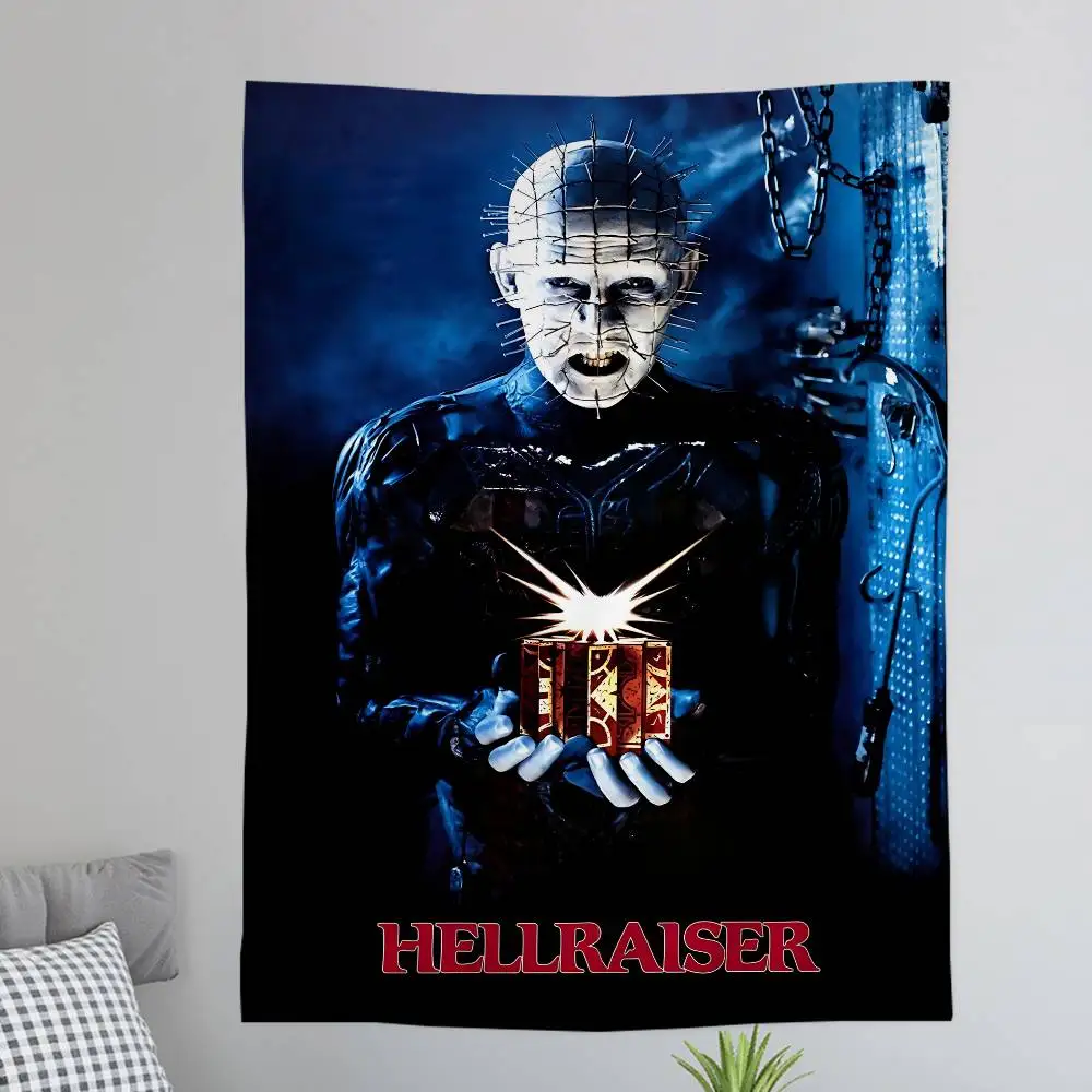 Classic H-Hellraiser Horror Movie Anime Tapestry Hippie Flower Wall Carpets Dorm Decor Cheap Hippie Wall Hanging