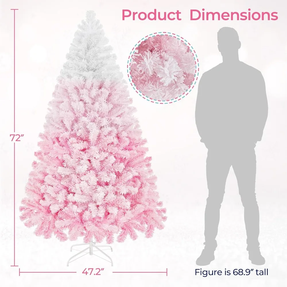 Artificial Christmas Tree Pre-lit with 820 Branch Tips, 250 Incandescent Lights & Foldable Stand, Flocked Prelighted Xmas Tree