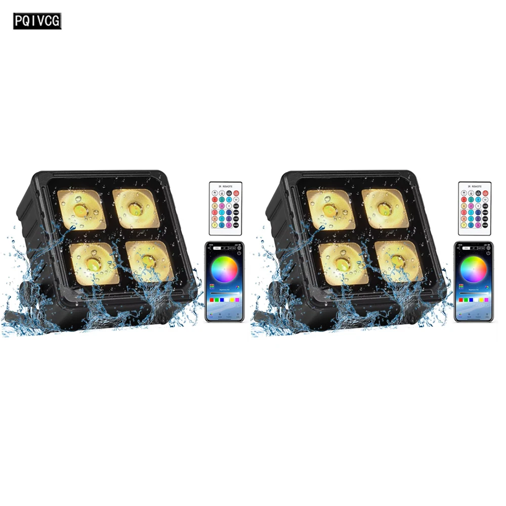 

2 шт. водонепроницаемый беспроводной перезаряжаемый номинальный светильник 4x18 Вт 6IN1 RGBWA + УФ-питание от батареи с дистанционным управлением через приложение DMX512