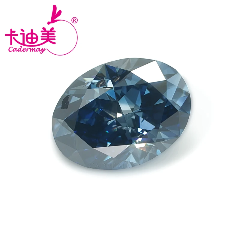 CADERMAY Oval Cut Fancy Blue Color VVS1 Clarity HPHT Lab Grown Diamond 1.391 CT Loose Stone Gemstone For Jewelry Making