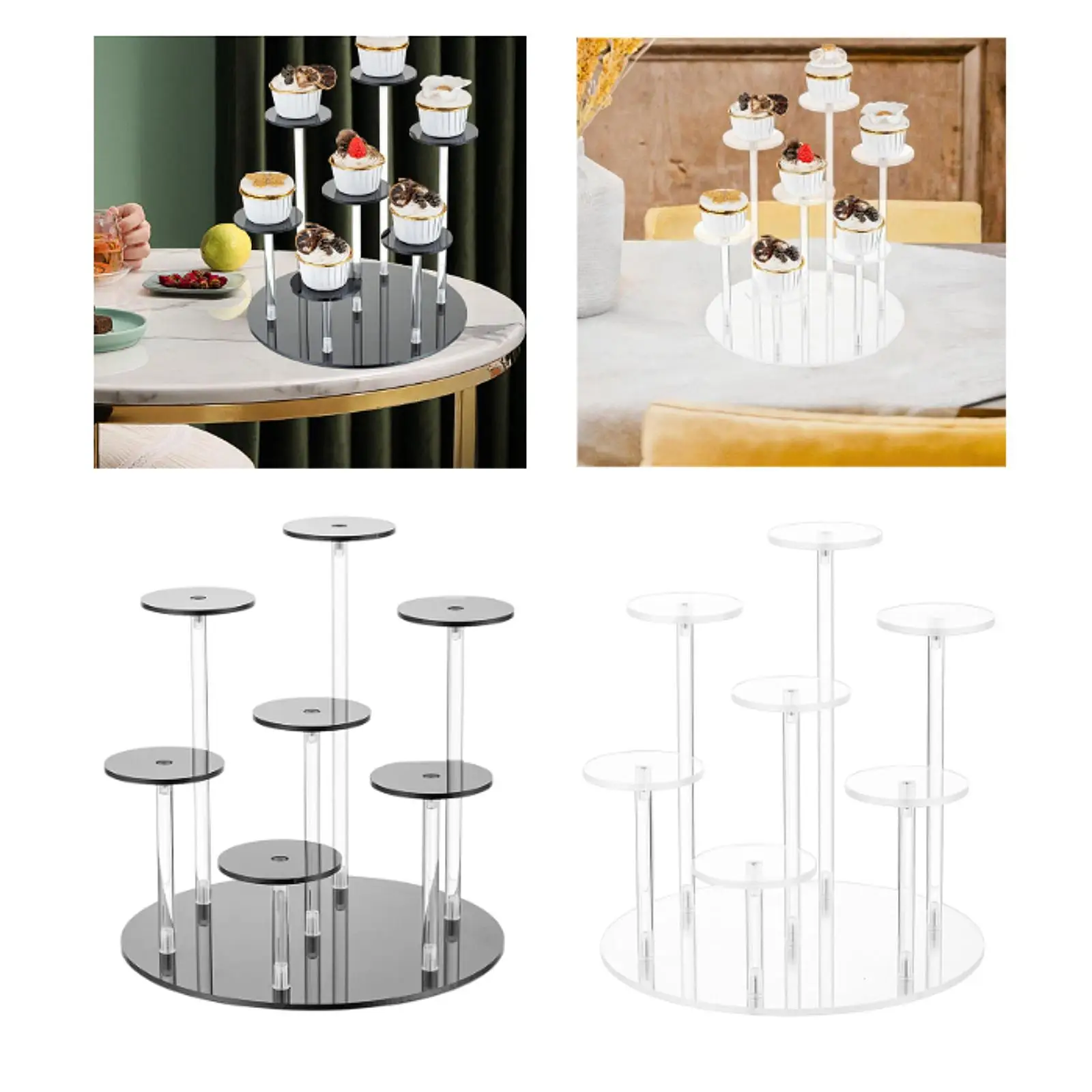 

Round Acrylic Products Display Riser Stand 7 Tier for Dessert Bracelets