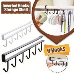 1pc Kitchen Shelf Storage Clothes Hanging Organizer Cup Holder Glass Mug Holder 6 Hooks Storage Rack