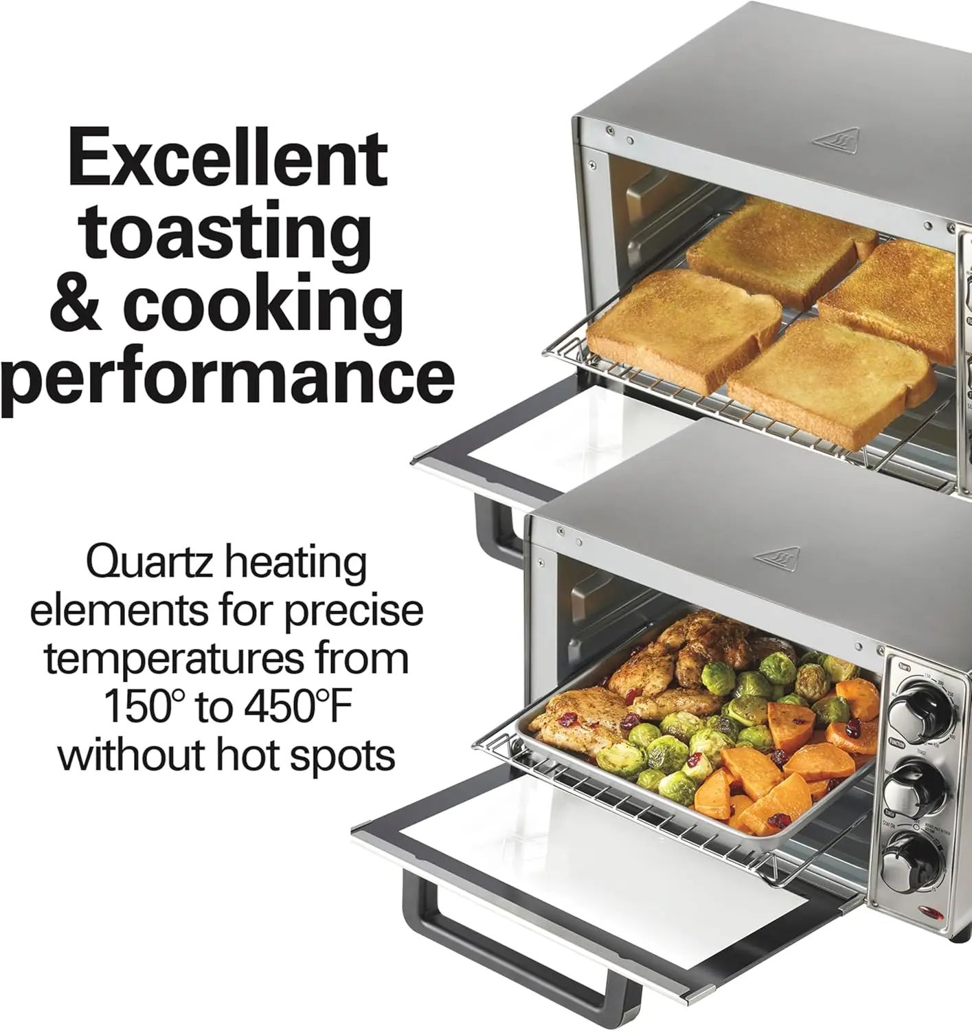 Large 4-Slice Stainless Steel Countertop Toaster Oven and Pizza Maker