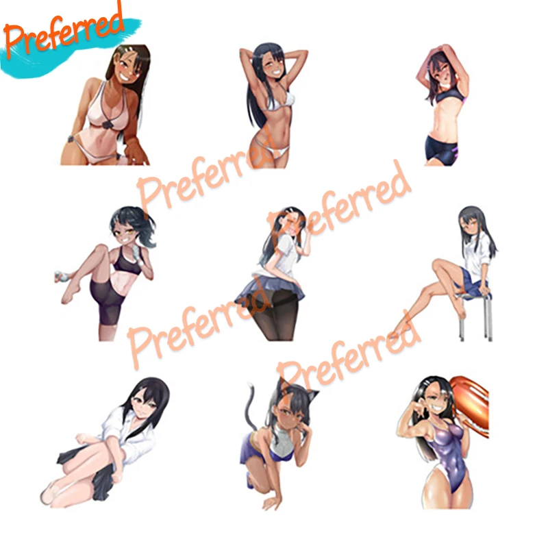 Funny Decals Nagatoro Car Stickers Waterproof Scratch Resistant Windshield Laptop Decor Car Labels Truck Boat Vinyl Decals