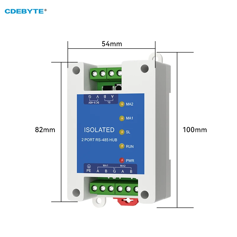 2way Industrial Cache Type Multi RS485 To 1way RS485 Hub DC 9~40V Optical Isolation CDEBYTE E810-R21 ESD Protection Transparent