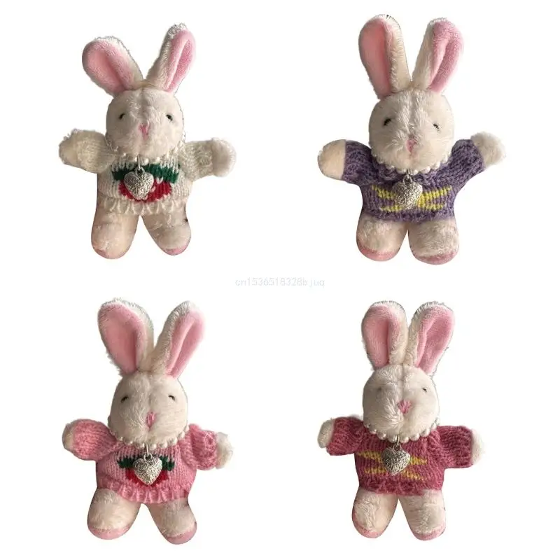 

Cartoon Plush Necklace Rabbit Keychain Pendant Keyring Ornament Key Holder Backpack Handbag Charm for Girls Women Dropship