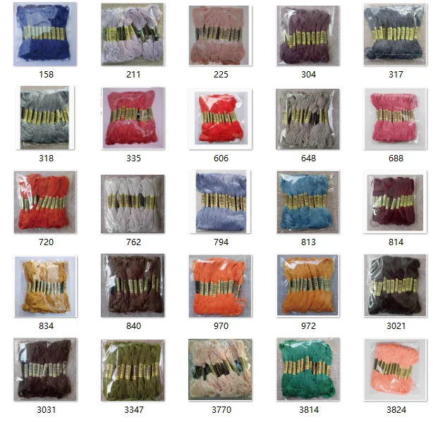 Cross stitch floss, 606 line number, 10 pieces per set, 8 meters per piece, 6-strand embroideryloss, cotton floss, 